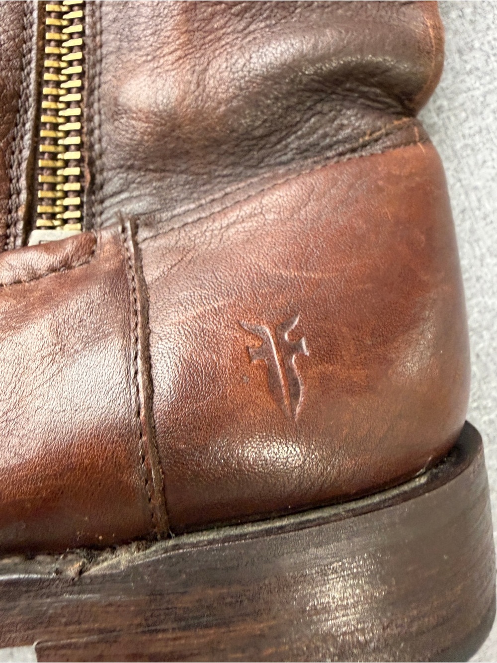 Frye Mid Calf Maple Brown Leather Side Zip Boots Size 9.5 - Picture 8 of 12